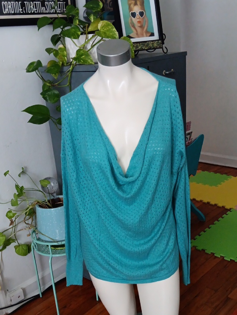 Mossimo Teal Cowl Neck Sweater